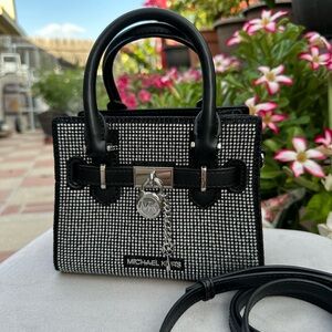 Michael Kors Black Crystal XS Satchel with Silver Hardware
